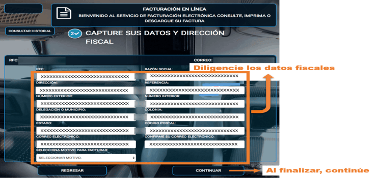 tercer paso factura turistar