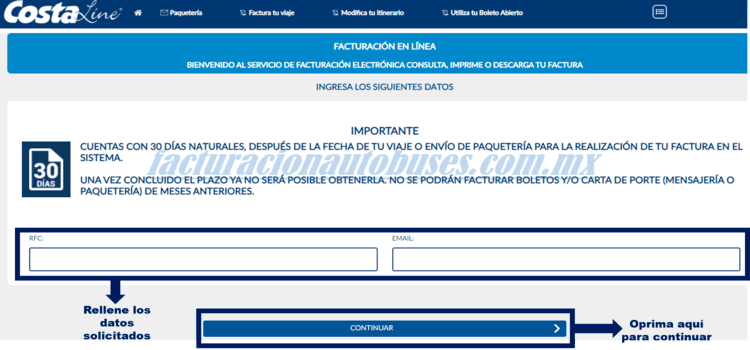 primer paso para facturar en costaline