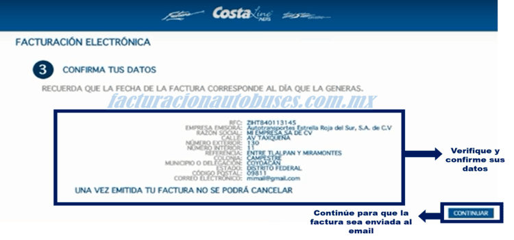 tercer paso para facturar en costaline