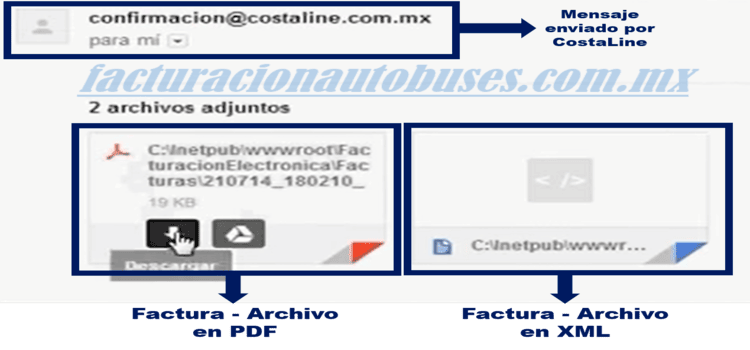 mensaje de factura en costaline
