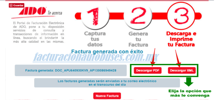 tercer paso para facturar en transportes au