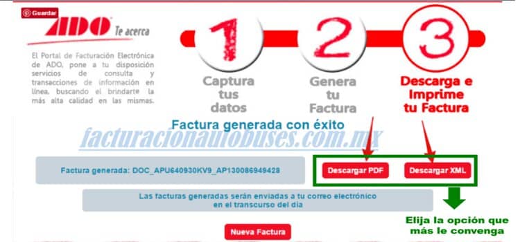 paso 3 para facturar en grupo ado