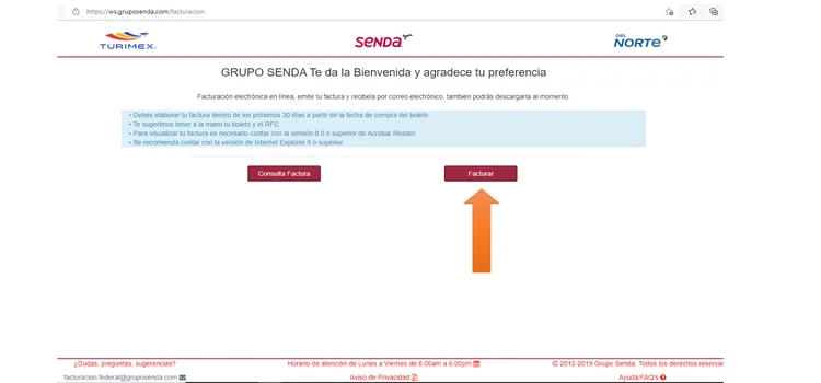 primer paso para facturar en grupo Senda