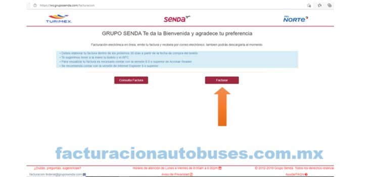 paso 1 para realizar facturacion en transportes del norte